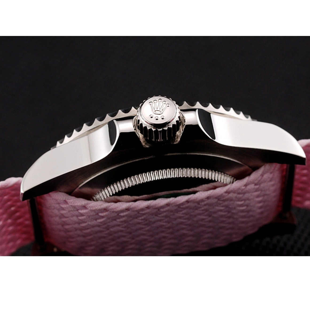 Aaa fake watches Submariner Bracelet Fabric Pink 1453866 Bezel Pink Rolex Dial Pink 0518